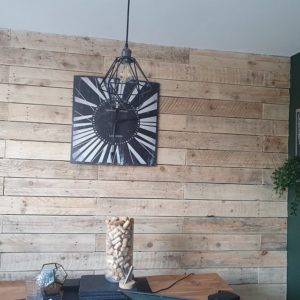 Completed Customer pictures of rustic reclaimed pallet wood installations. DIY, At Home Wall Cladding Projects, bedroom, living room